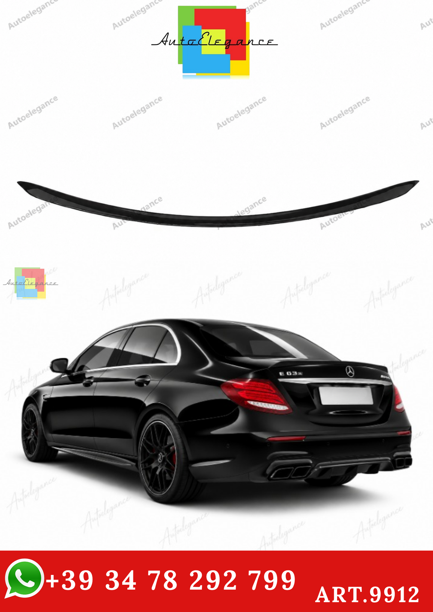 🔥ART.9912 SPOILER IN STILE AMG W213 PER MERCEDES E E63S NERO LUCIDO 16-20🔥