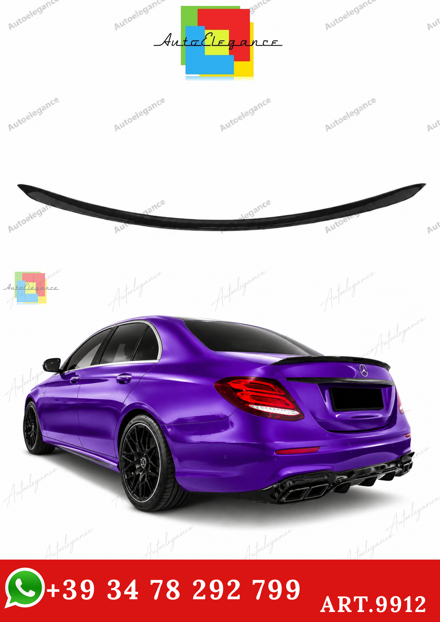 🔥ART.9912 SPOILER IN STILE AMG W213 PER MERCEDES E E63S NERO LUCIDO 16-20🔥
