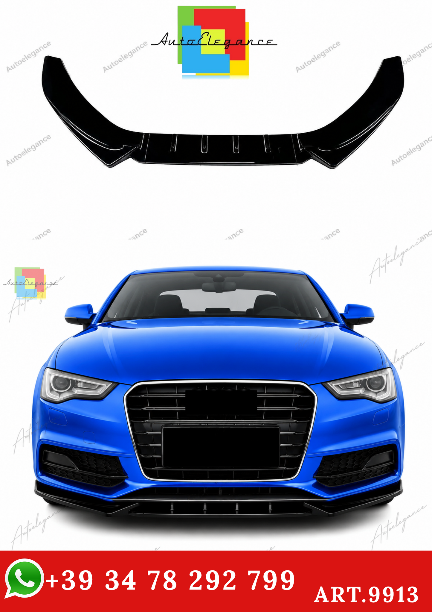 🔥ART.9913 SPLITTER ANTERIORE PER AUDI A5 S5 S LINE B8.5 FACELIFT NERO LUCIDO🔥