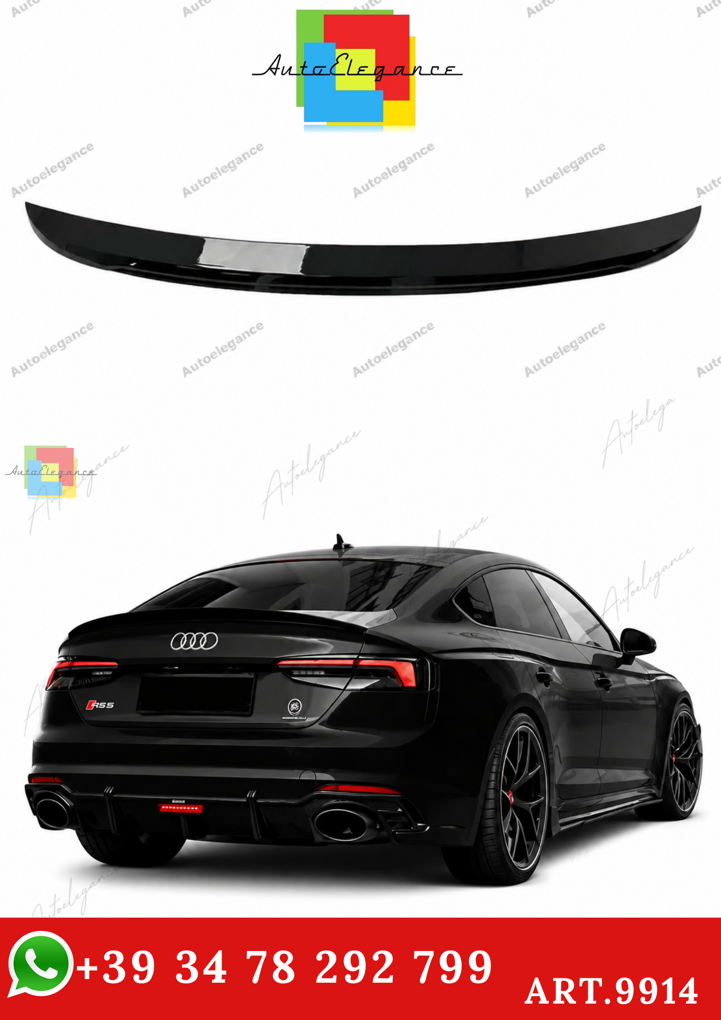 🔥ART.9914 SPOILER PER BAGAGLIAIO AUDI A5 S5 RS5 B9 SPORTBACK NERO LUCIDO 17+🔥