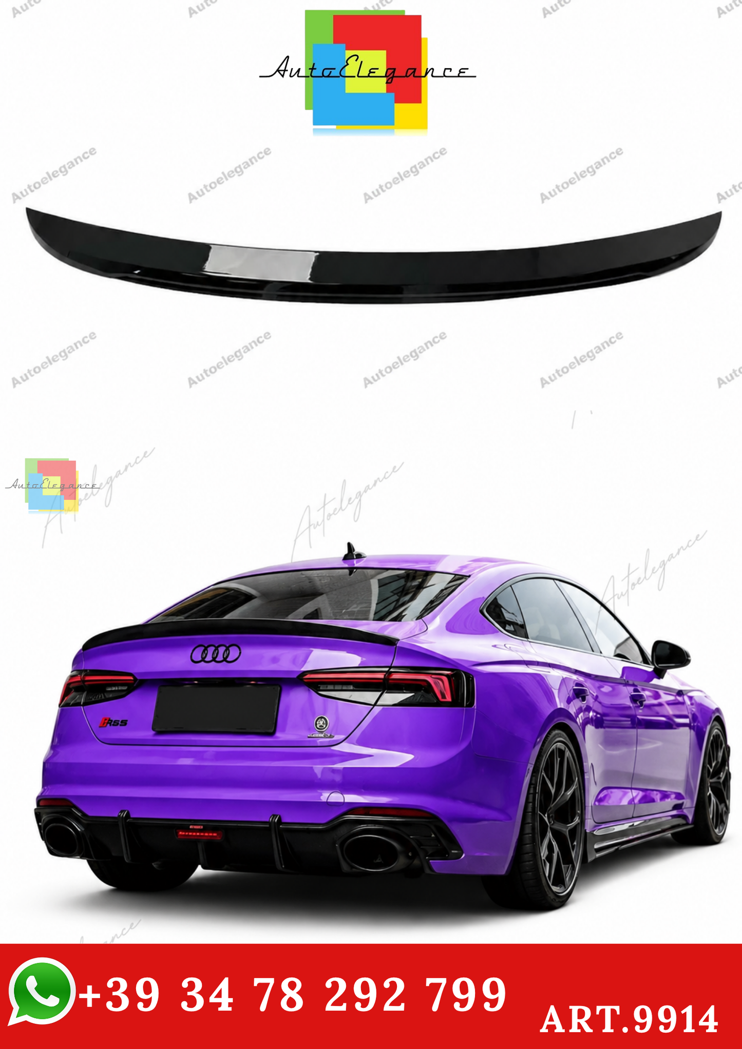🔥ART.9914 SPOILER PER BAGAGLIAIO AUDI A5 S5 RS5 B9 SPORTBACK NERO LUCIDO 17+🔥