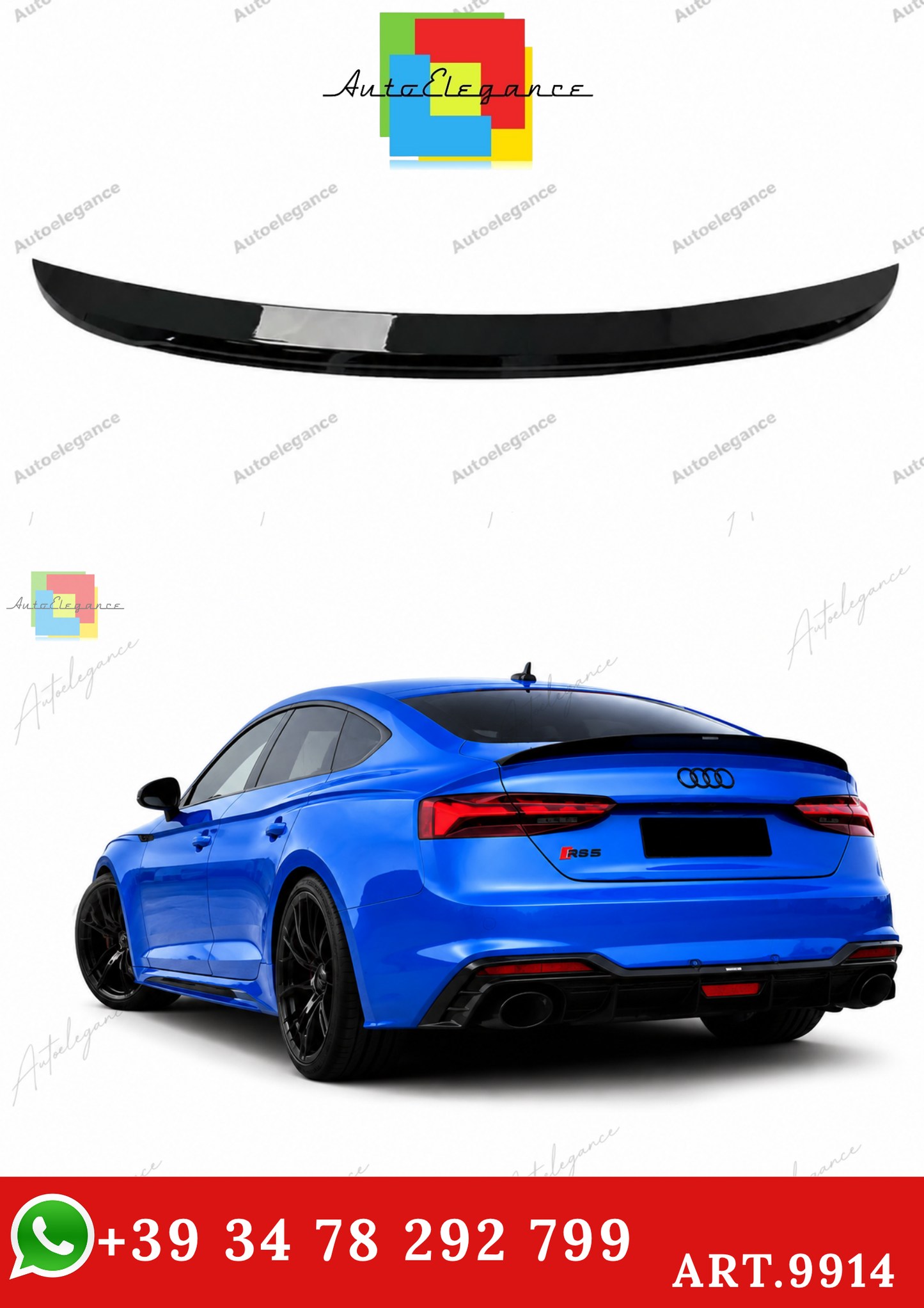🔥ART.9914 SPOILER PER BAGAGLIAIO AUDI A5 S5 RS5 B9 SPORTBACK NERO LUCIDO 17+🔥