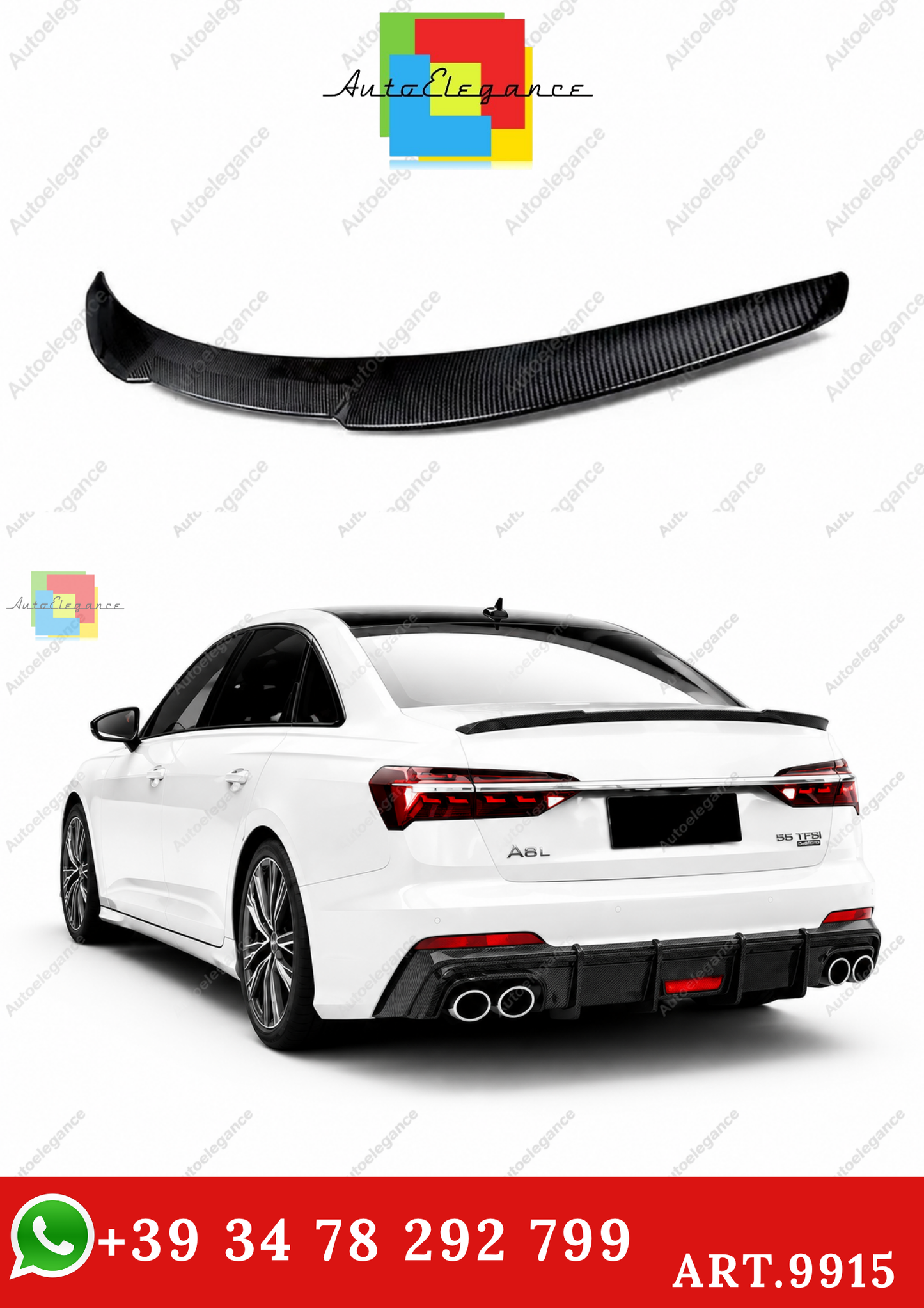 🔥ART.9915 SPOILER IN FIBRA DI CARBONIO STILE M4 PER AUDI A6 S6 C8 BERLINA 18+🔥