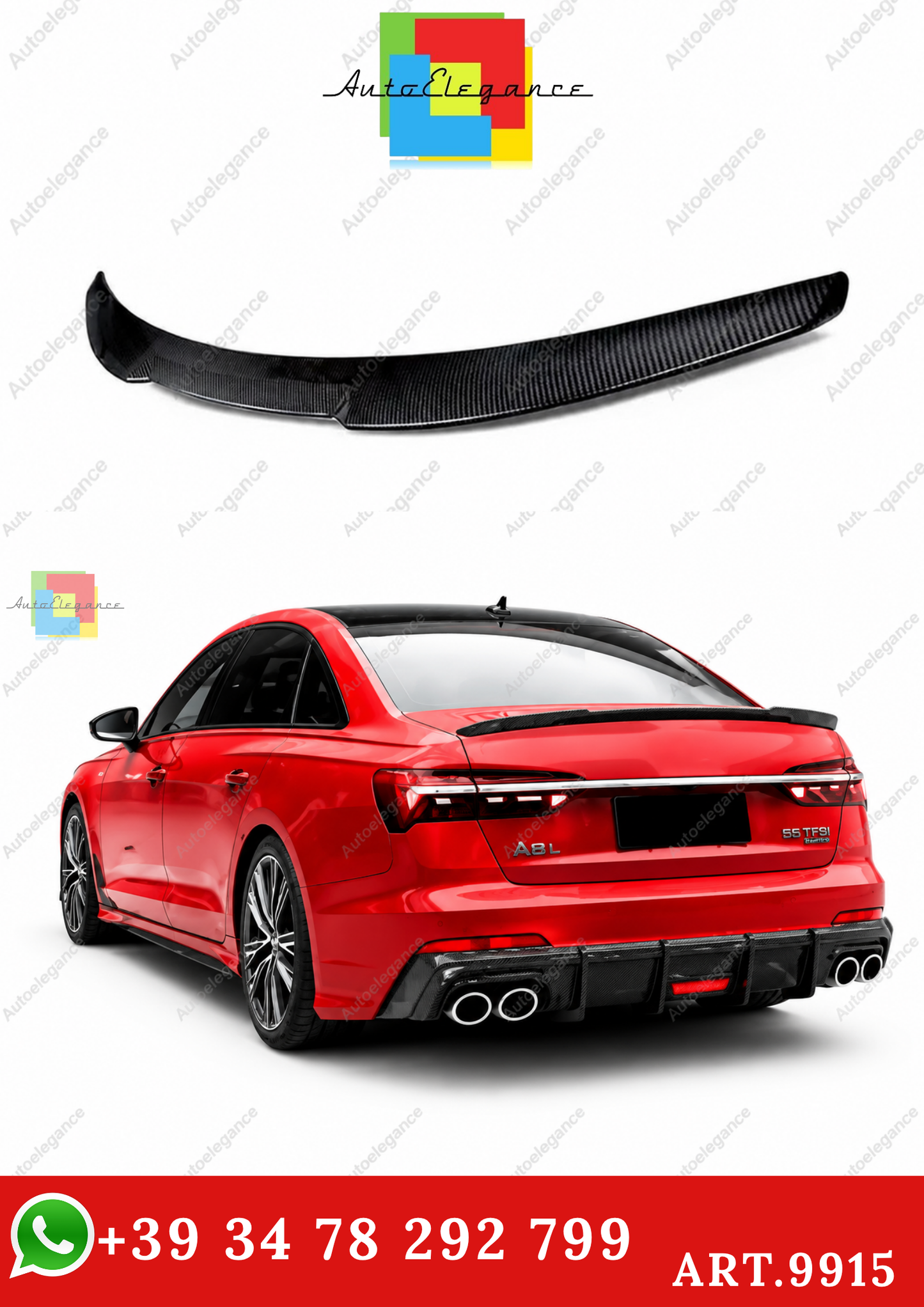 🔥ART.9915 SPOILER IN FIBRA DI CARBONIO STILE M4 PER AUDI A6 S6 C8 BERLINA 18+🔥