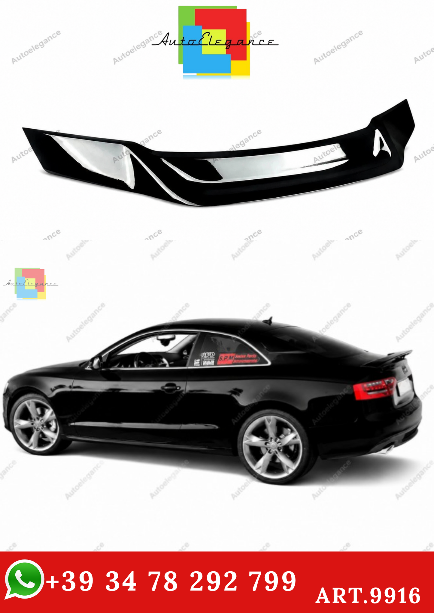 🔥ART.9916 SPOILER POSTERIORE PER AUDI A5 B8 8T COUPE 2007-16 NERO LUCIDO🔥