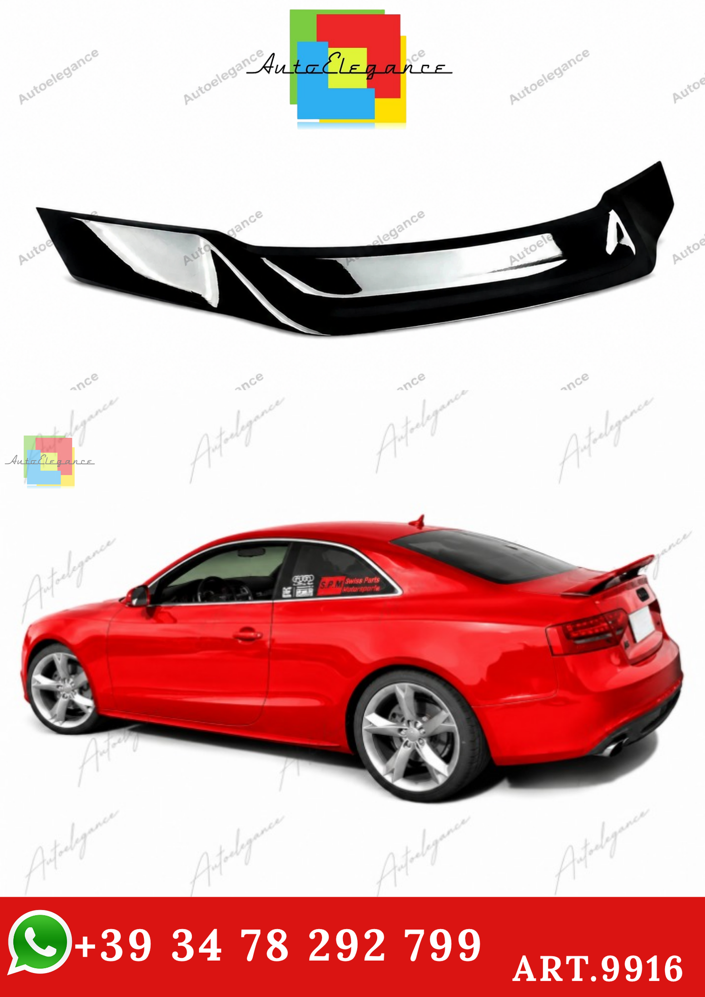 🔥ART.9916 SPOILER POSTERIORE PER AUDI A5 B8 8T COUPE 2007-16 NERO LUCIDO🔥