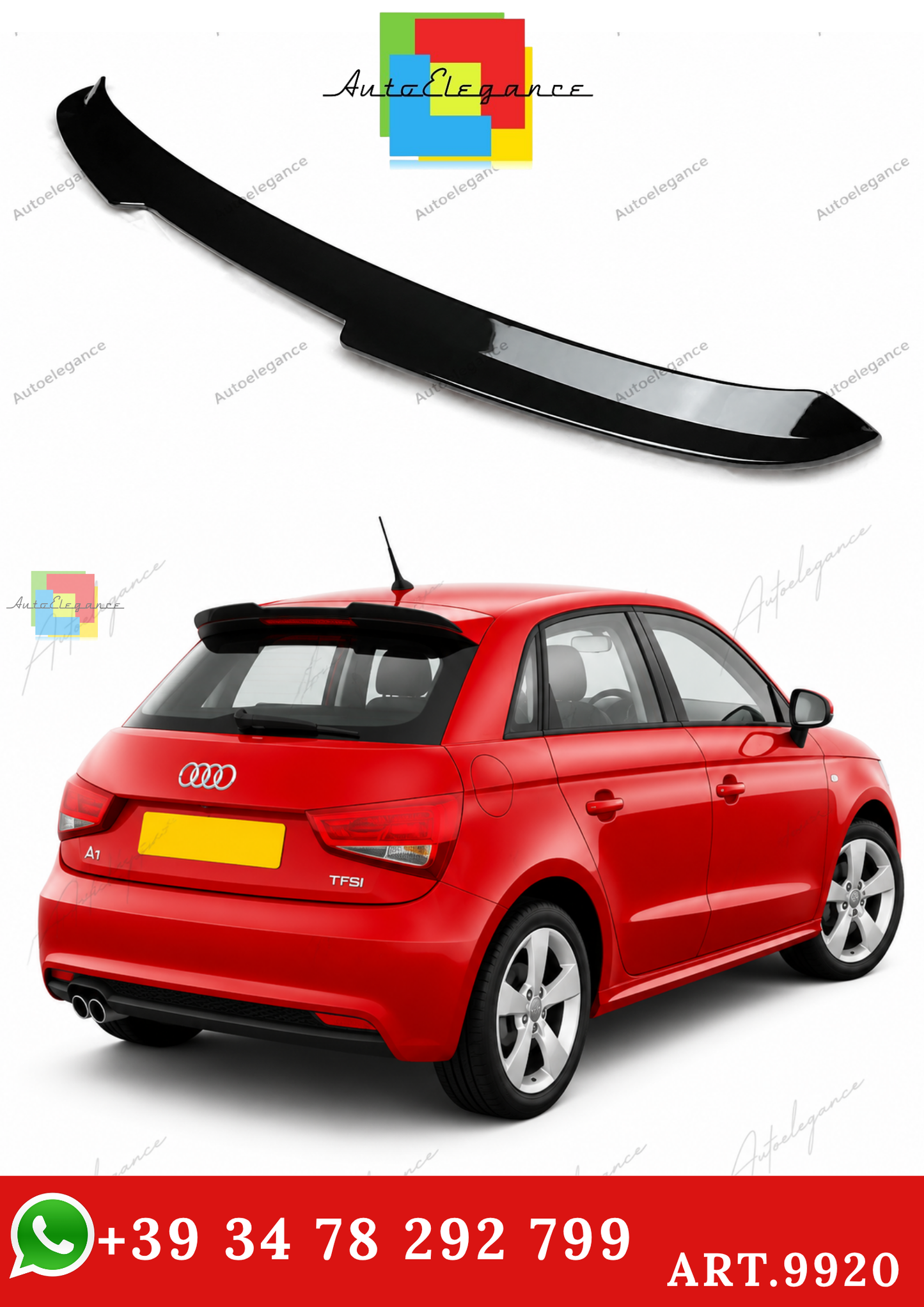 🔥ART.9920 SPOILER POSTERIORE PER AUDI A1 8X 5 PORTE 2010-2018 NERO LUCIDO🔥