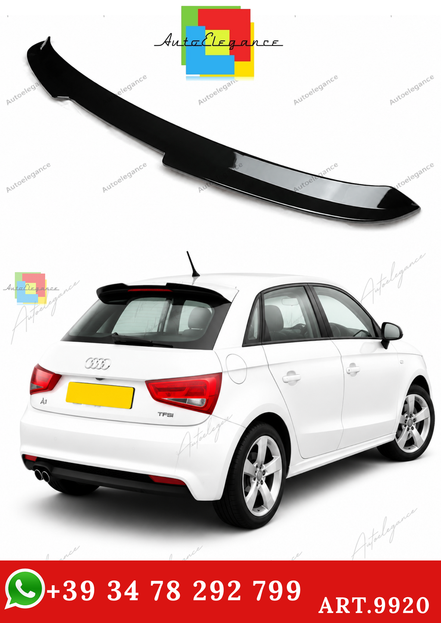 🔥ART.9920 SPOILER POSTERIORE PER AUDI A1 8X 5 PORTE 2010-2018 NERO LUCIDO🔥