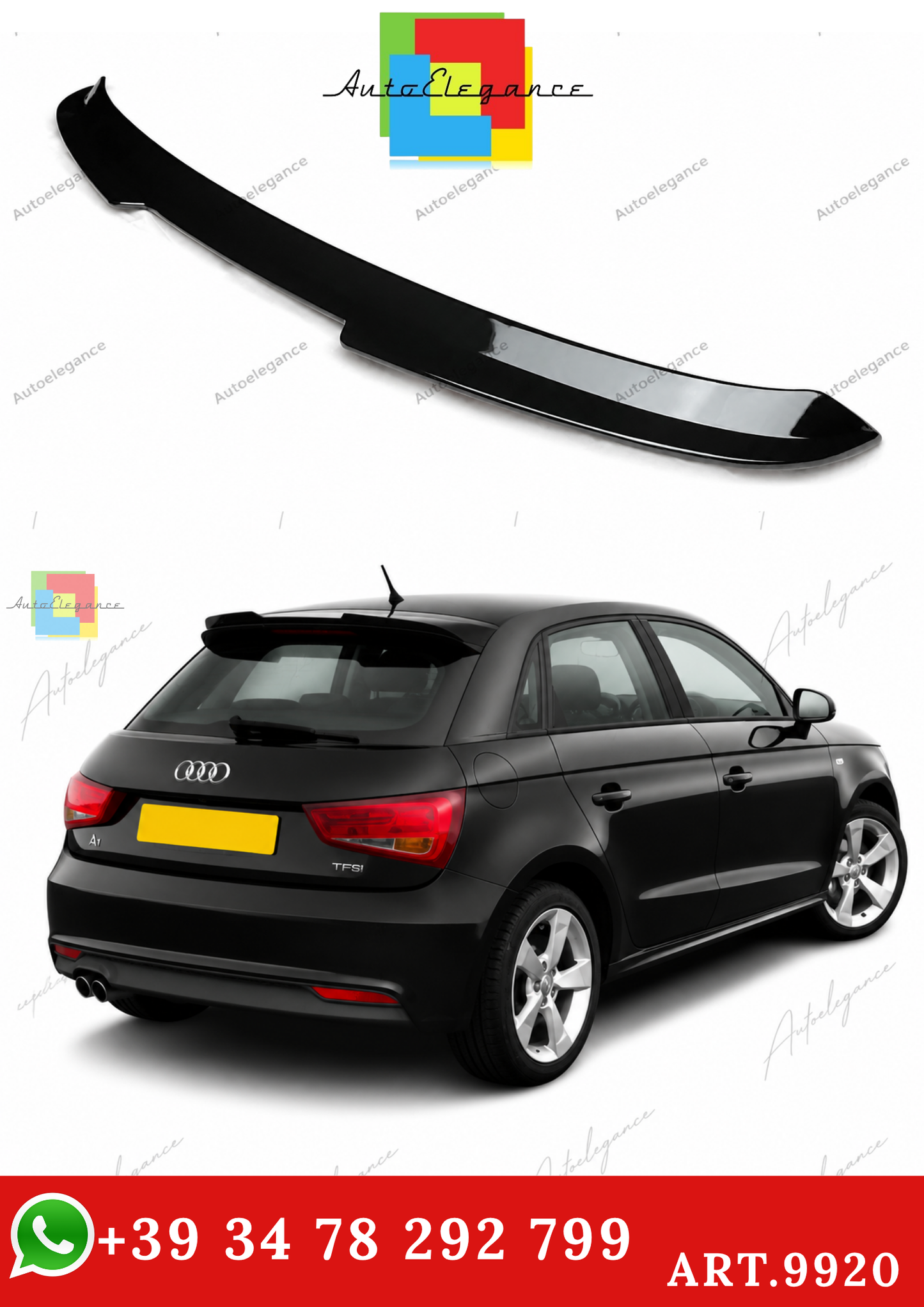 🔥ART.9920 SPOILER POSTERIORE PER AUDI A1 8X 5 PORTE 2010-2018 NERO LUCIDO🔥
