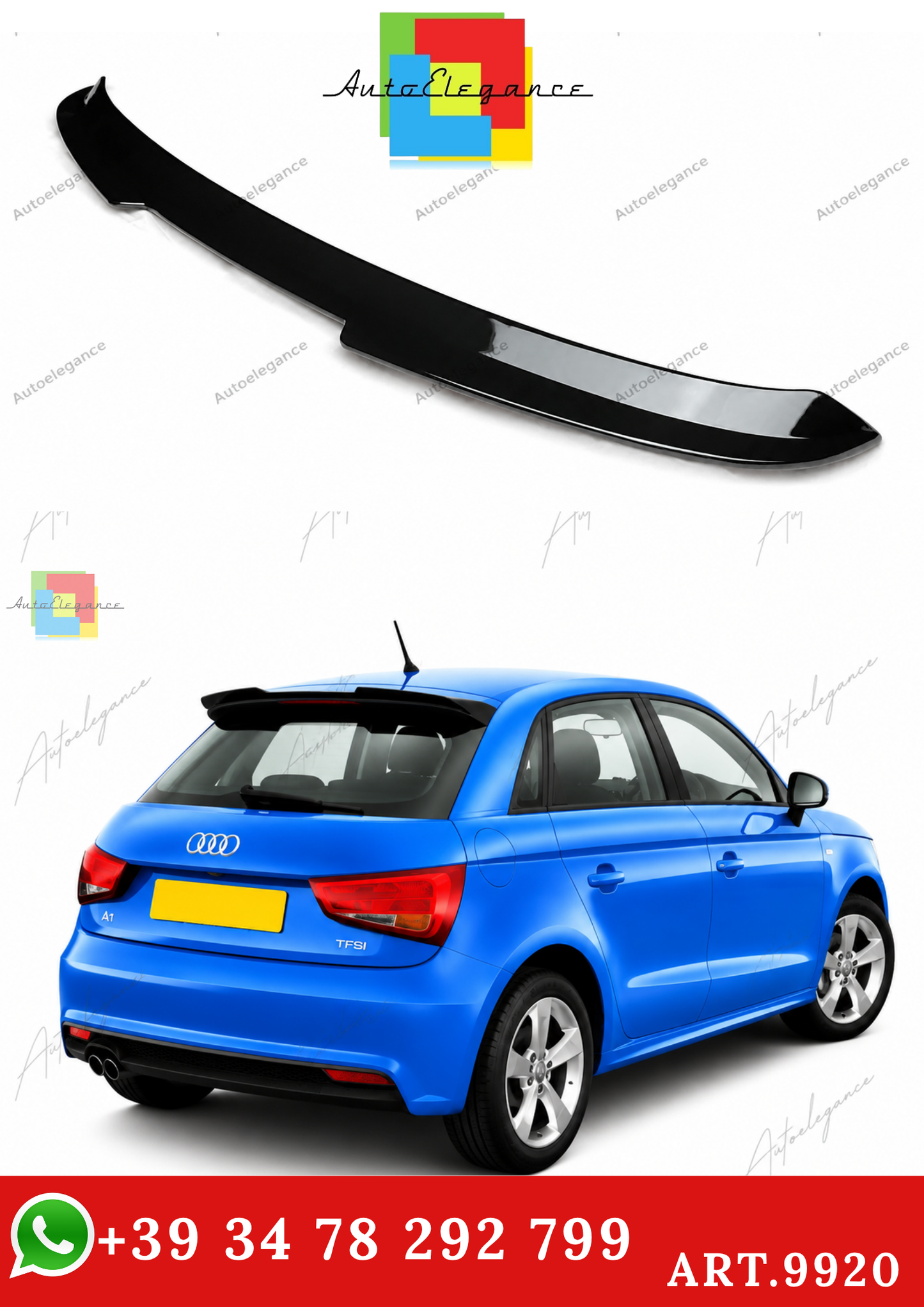 🔥ART.9920 SPOILER POSTERIORE PER AUDI A1 8X 5 PORTE 2010-2018 NERO LUCIDO🔥