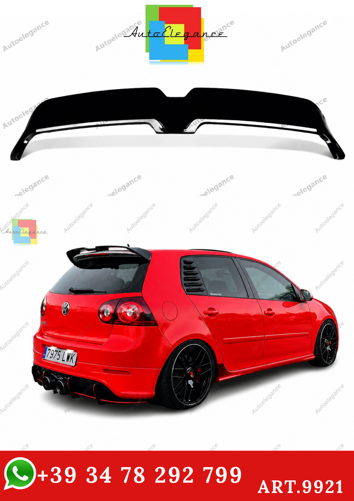 🔥ART.9921 SPOILER PER VW GOLF MK5 GTI R32 R OT STYLE 3-8 NERO LUCIDO🔥
