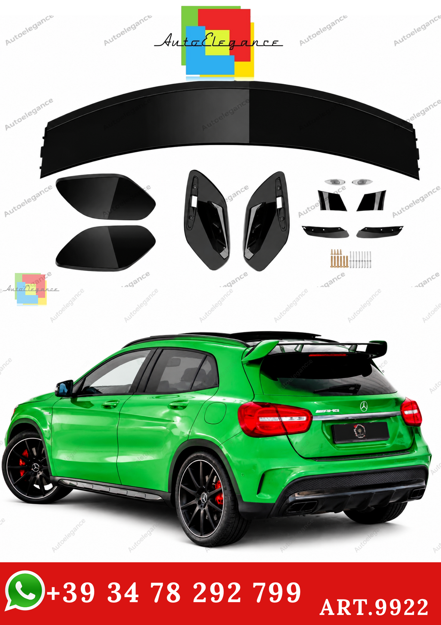 🔥ART.9922 SPOILER IN STILE AMG PER MERCEDES GLA X156 GLA45 13-20 NERO LUCIDO🔥