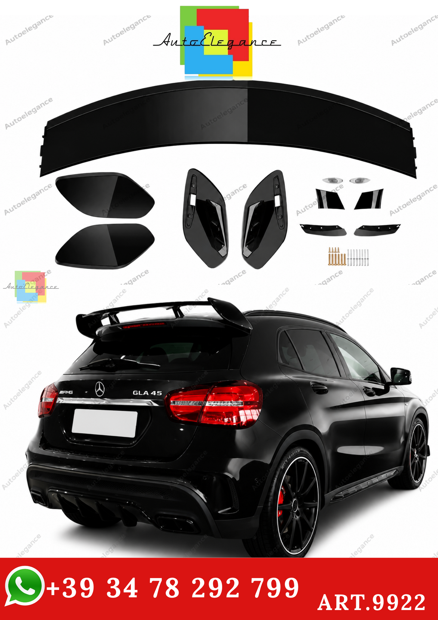 🔥ART.9922 SPOILER IN STILE AMG PER MERCEDES GLA X156 GLA45 13-20 NERO LUCIDO🔥