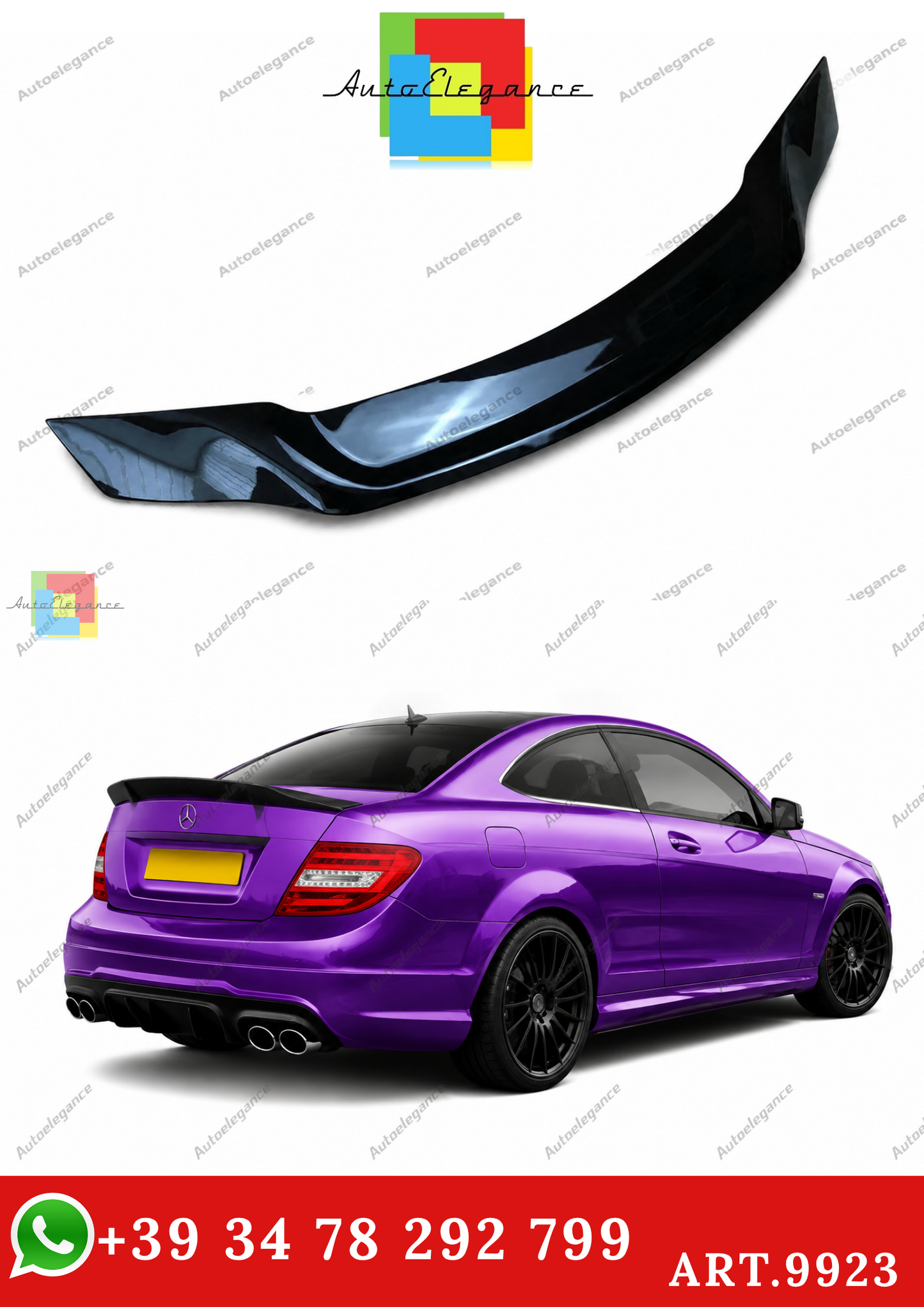 🔥ART.9923 SPOILER POSTERIORE PER MERCEDES CLASSE C COUPE W204 NERO LUCIDO🔥