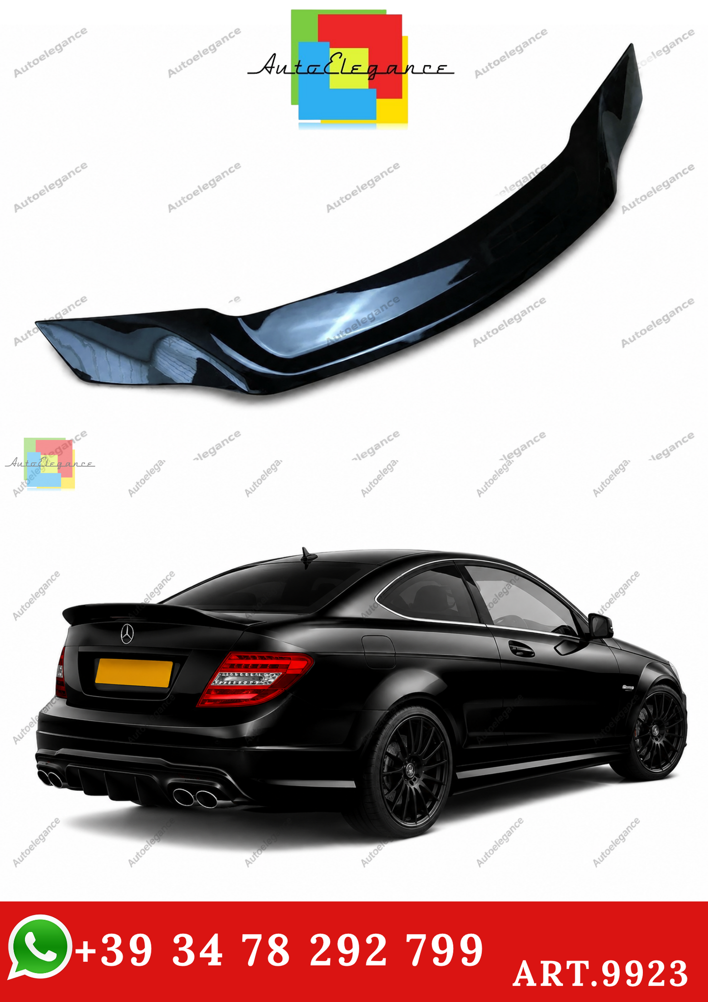 🔥ART.9923 SPOILER POSTERIORE PER MERCEDES CLASSE C COUPE W204 NERO LUCIDO🔥