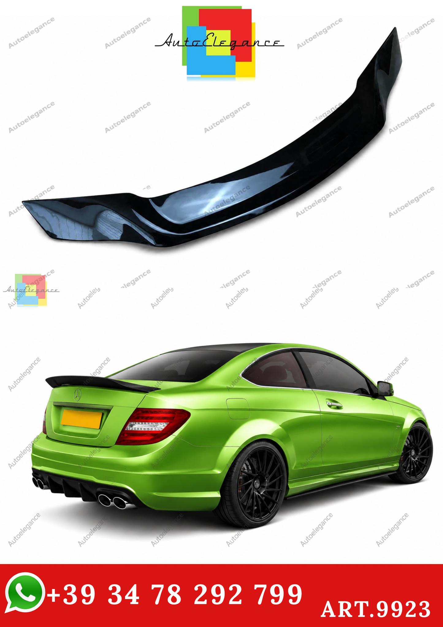 🔥ART.9923 SPOILER POSTERIORE PER MERCEDES CLASSE C COUPE W204 NERO LUCIDO🔥