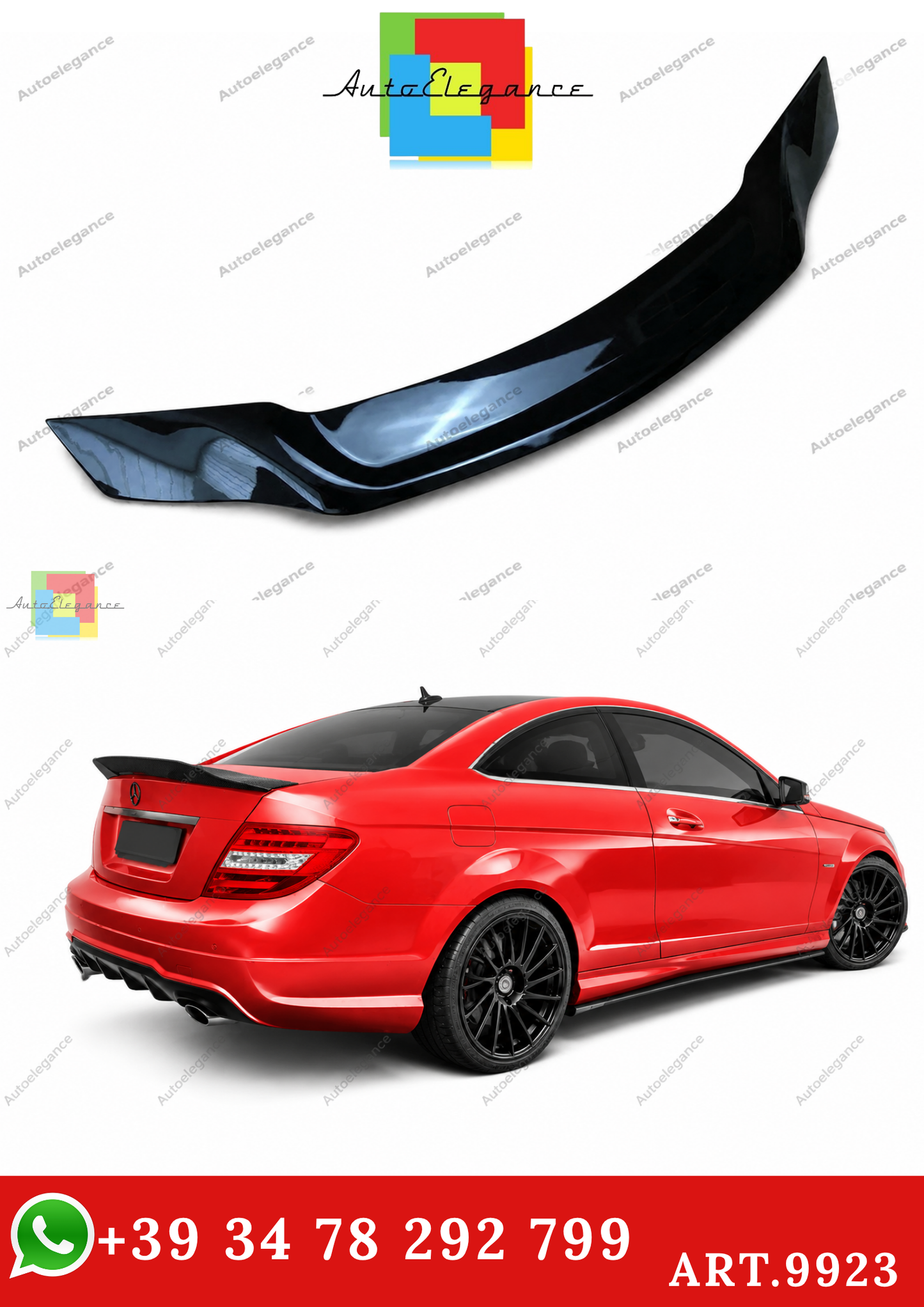 🔥ART.9923 SPOILER POSTERIORE PER MERCEDES CLASSE C COUPE W204 NERO LUCIDO🔥
