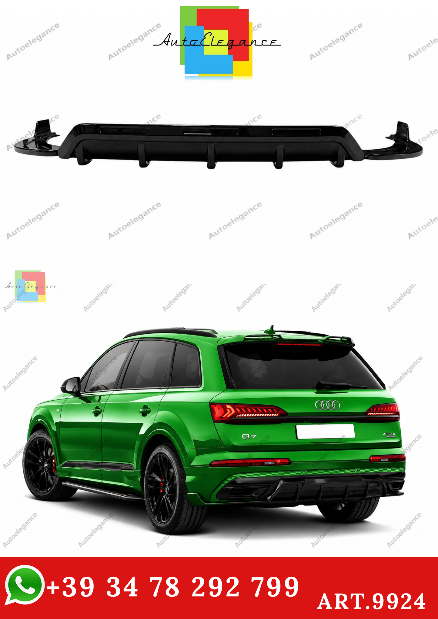 🔥ART.9924 DIFFUSORE POSTERIORE PER AUDI Q7 S LINE 2020+ NERO LUCIDO🔥