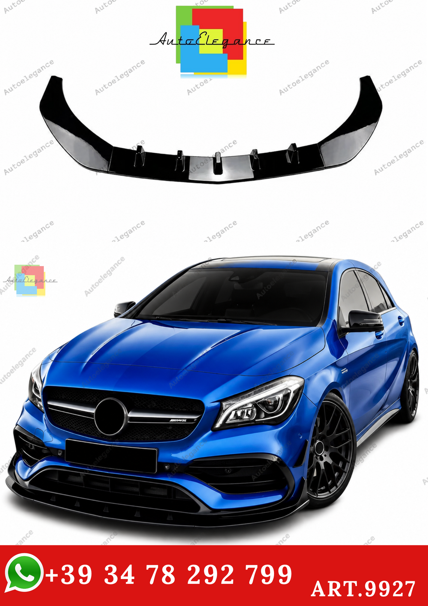 🔥ART.9927 SPLITTER ANTERIORE PER MERCEDES CLA W117 CLA45 AMG LINE NERO LUCIDO🔥