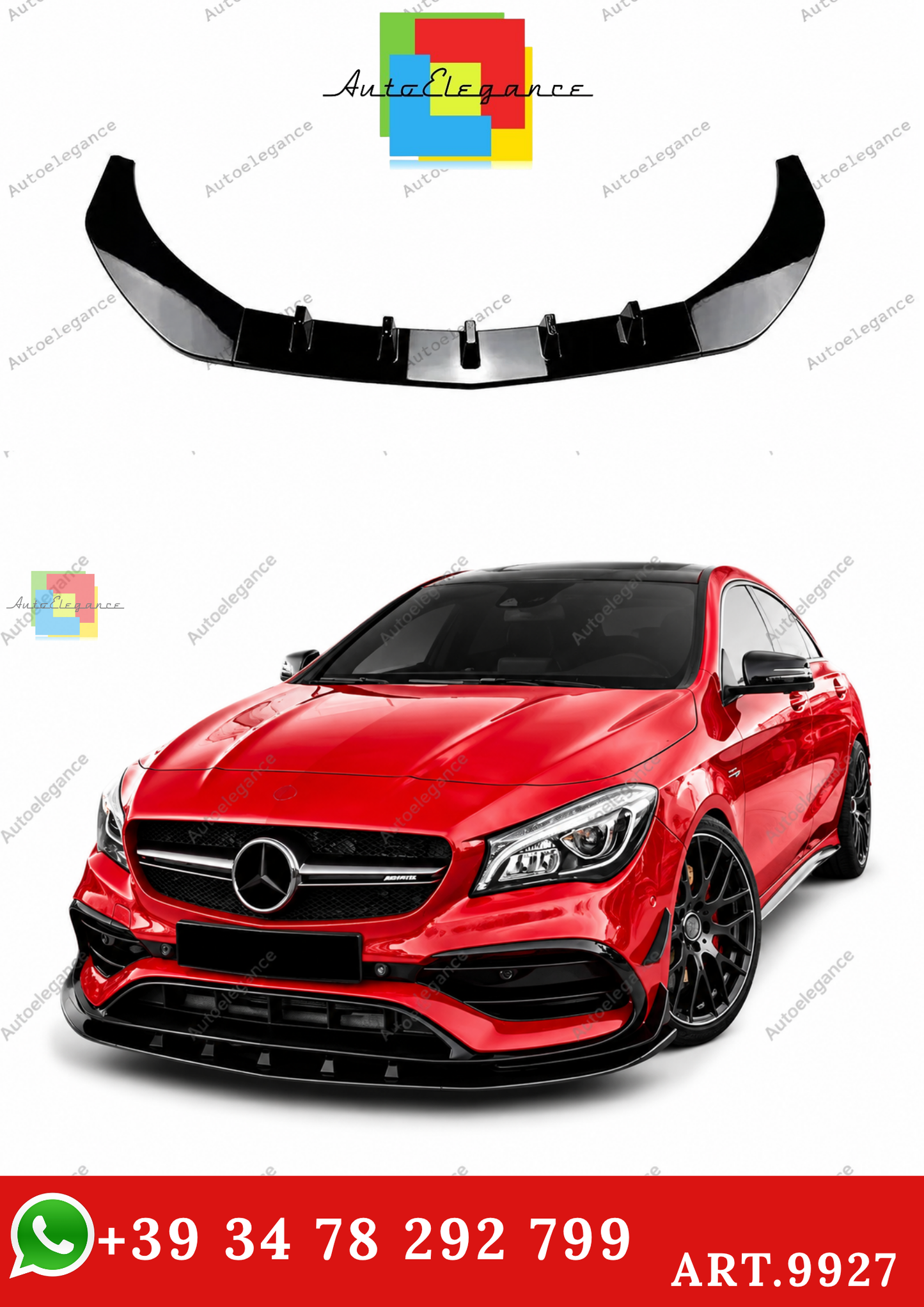 🔥ART.9927 SPLITTER ANTERIORE PER MERCEDES CLA W117 CLA45 AMG LINE NERO LUCIDO🔥