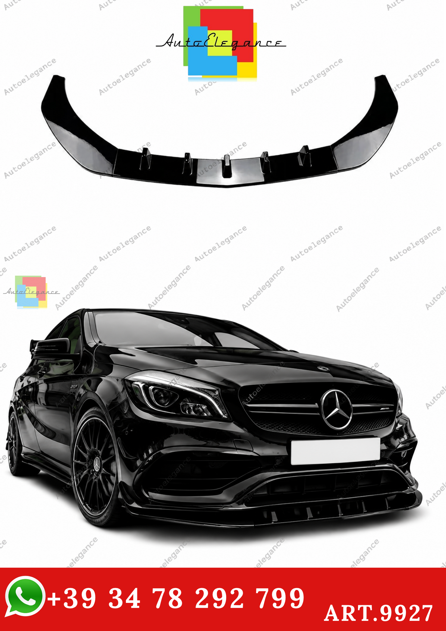 🔥ART.9927 SPLITTER ANTERIORE PER MERCEDES CLA W117 CLA45 AMG LINE NERO LUCIDO🔥