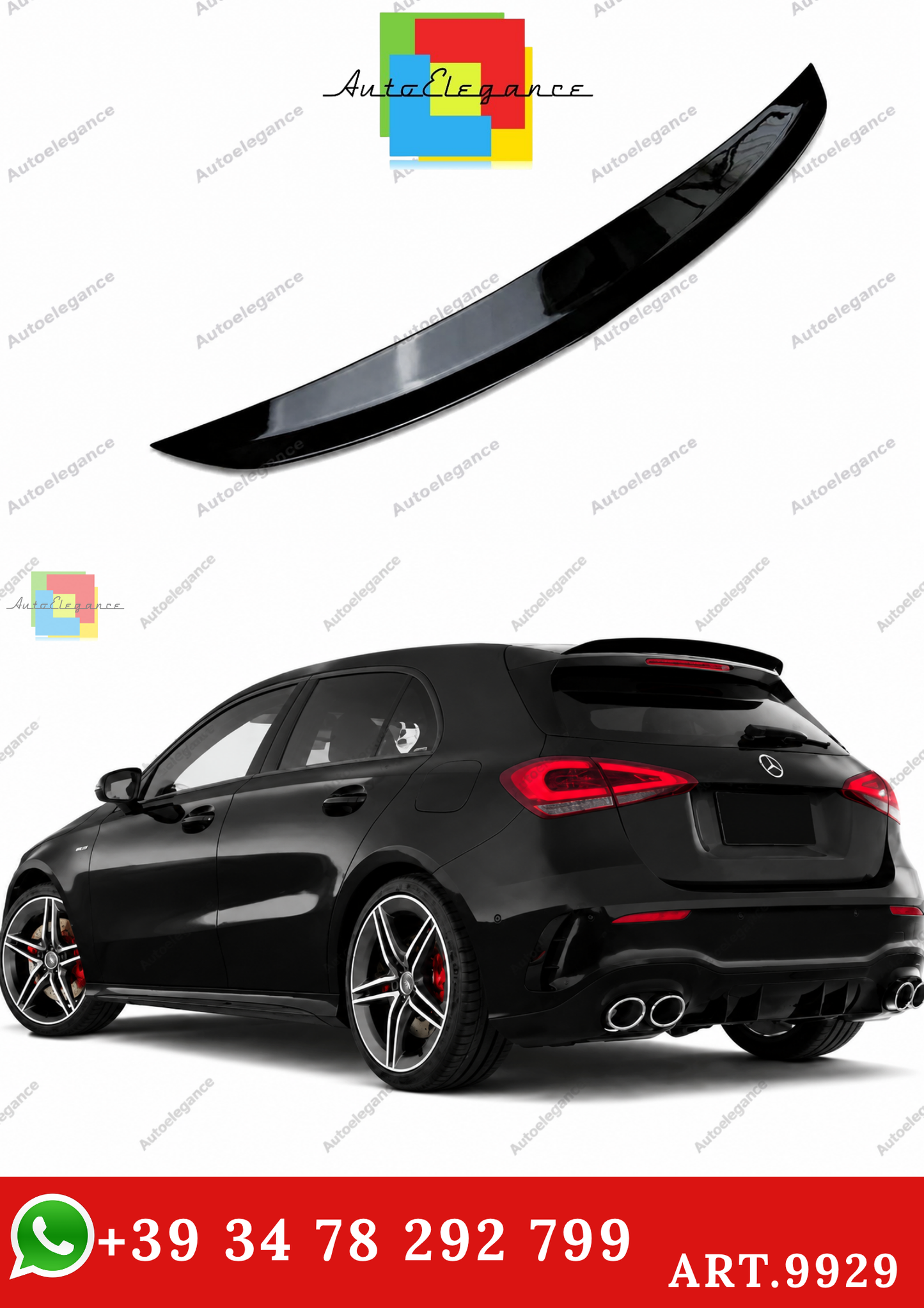 🔥ART.9929 SPOILER POSTERIORE STILE AMG MERCEDES A A35 A45 W177 NERO LUCIDO🔥