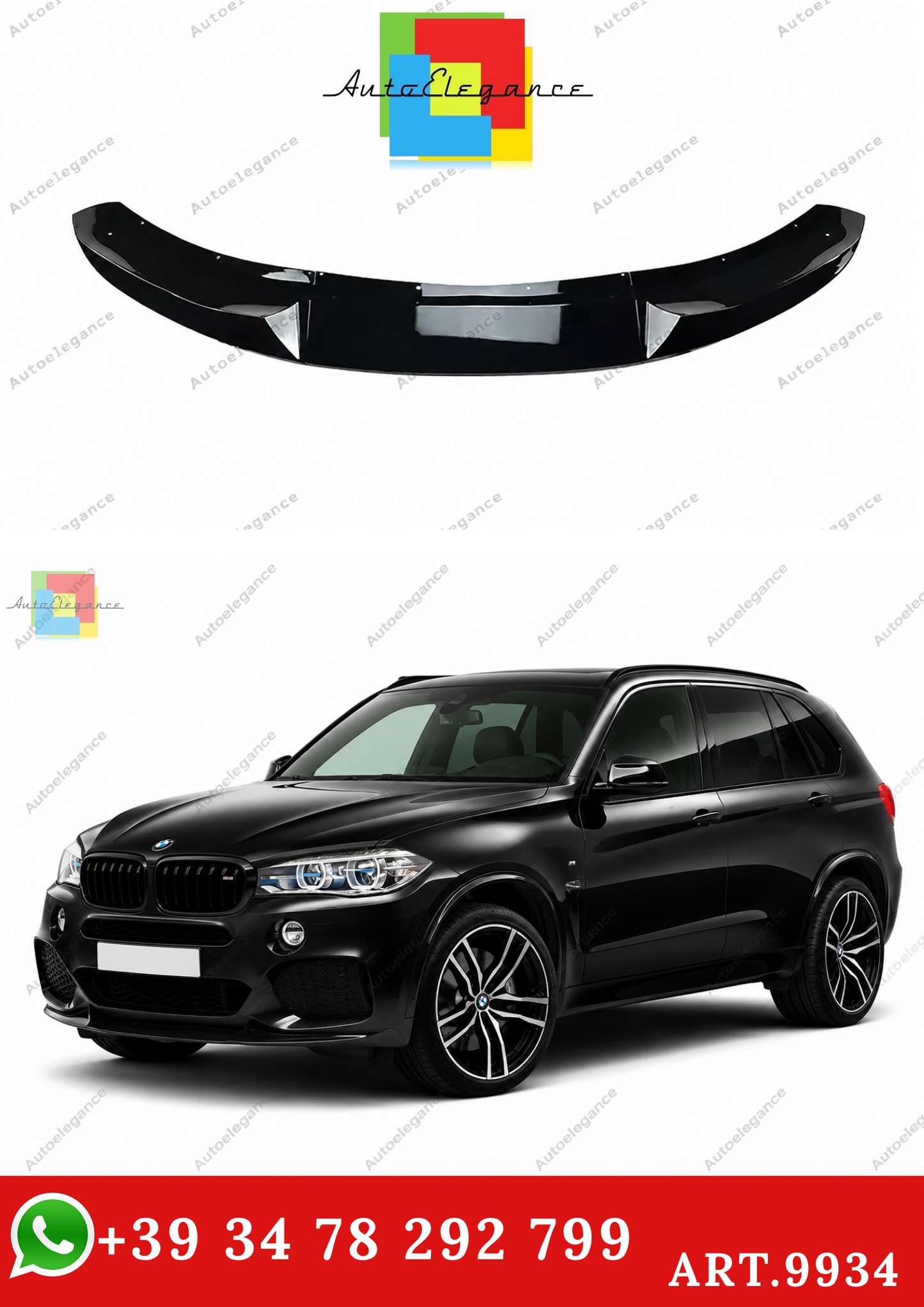 🔥ART.9934 SPLITTER ANTERIORE PER BMW X5 F15 LABBRO NERO LUCIDO M SPORT 13-18🔥