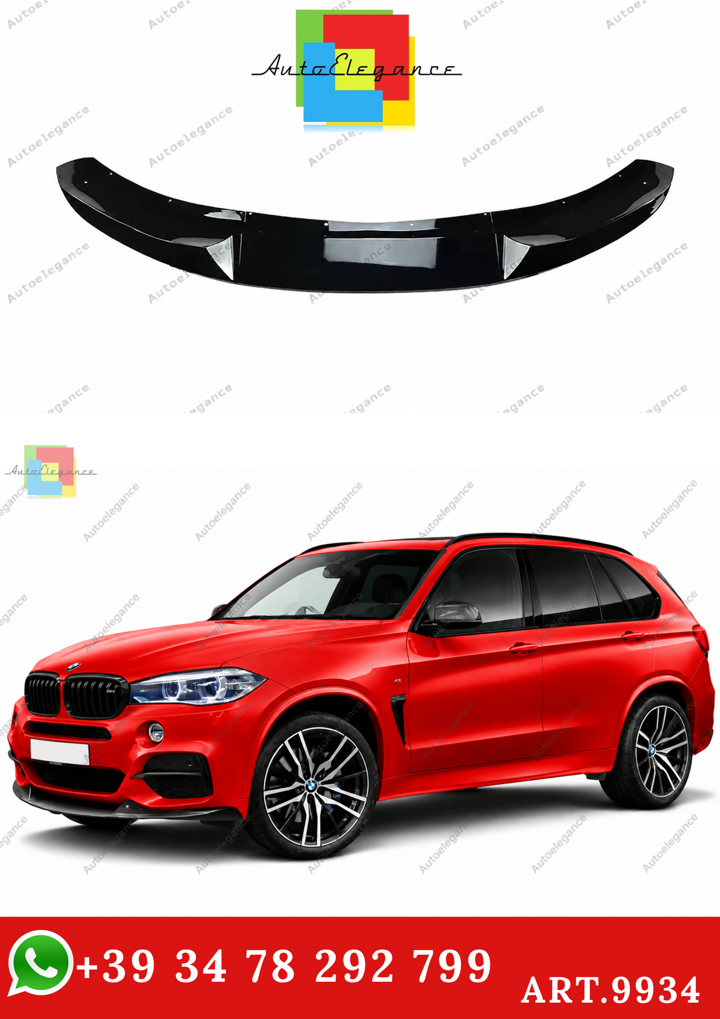 🔥ART.9934 SPLITTER ANTERIORE PER BMW X5 F15 LABBRO NERO LUCIDO M SPORT 13-18🔥
