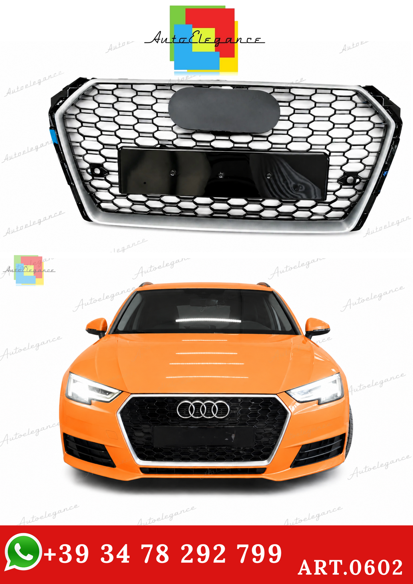 🔥ART.0602 GRIGLIA ADATTO PER AUDI  A4 B9 2015-2019 LOOK RS4 BORDO SATINATO🔥