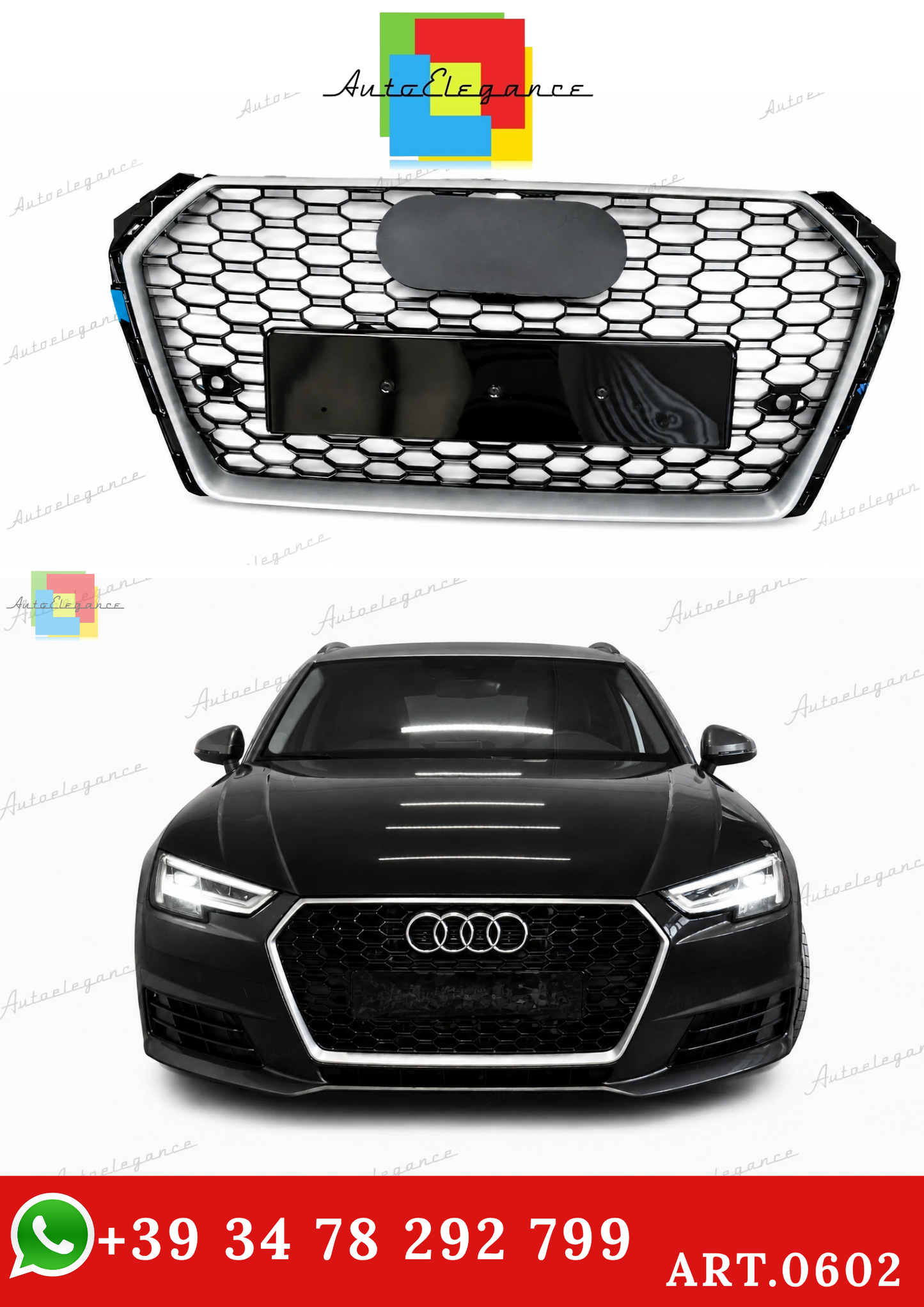 🔥ART.0602 GRIGLIA ADATTO PER AUDI  A4 B9 2015-2019 LOOK RS4 BORDO SATINATO🔥