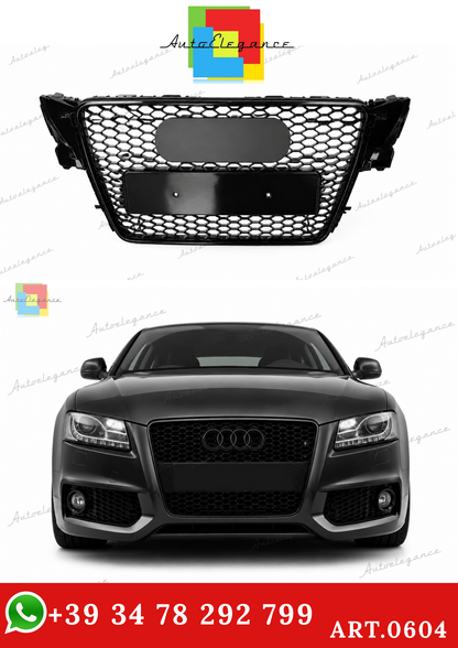 🔥ART.0604 GRIGLIA ADATTO PER AUDI A5 07-11 LOOK RS5 NERO (CON LOGO CROMATO)🔥