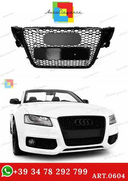 🔥ART.0604 GRIGLIA ADATTO PER AUDI A5 07-11 LOOK RS5 NERO (CON LOGO CROMATO)🔥