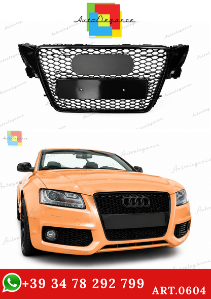 🔥ART.0604 GRIGLIA ADATTO PER AUDI A5 07-11 LOOK RS5 NERO (CON LOGO CROMATO)🔥