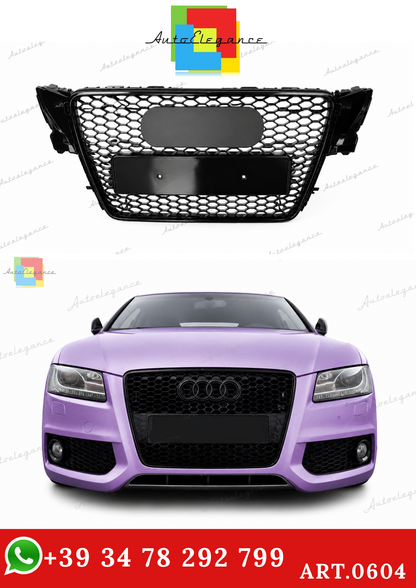 🔥ART.0604 GRIGLIA ADATTO PER AUDI A5 07-11 LOOK RS5 NERO (CON LOGO CROMATO)🔥