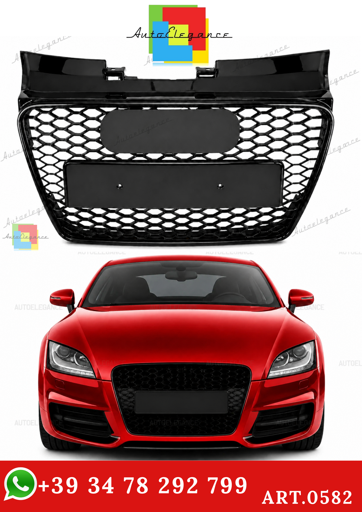 🔥ART.0582 GRIGLIA ADATTO PER AUDI  TT 8J 2006-2014 LOOK RSTT NERO LUCIDO🔥