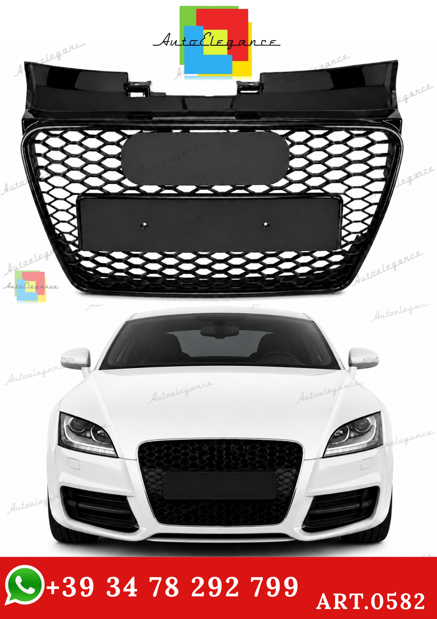🔥ART.0582 GRIGLIA ADATTO PER AUDI  TT 8J 2006-2014 LOOK RSTT NERO LUCIDO🔥