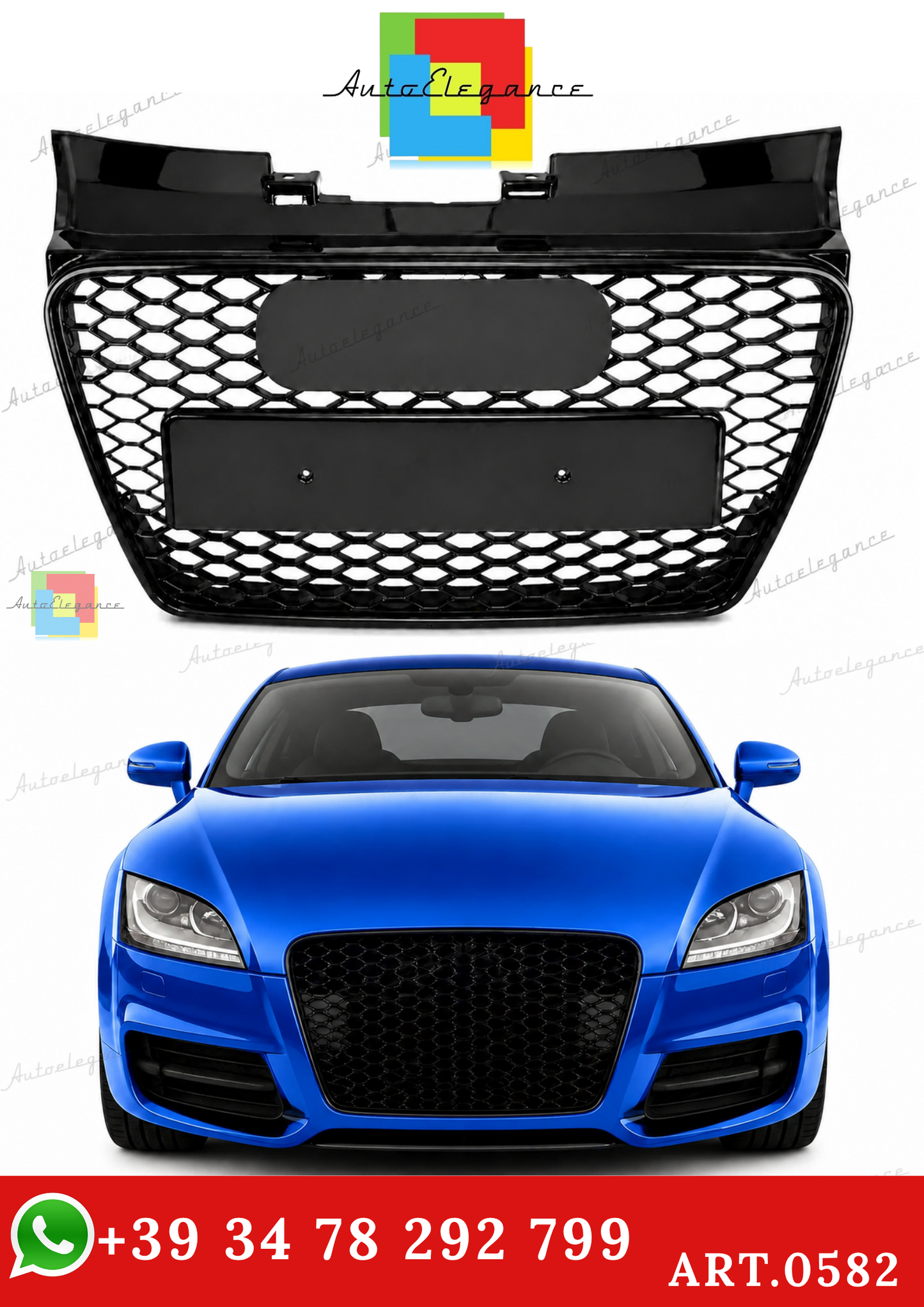 🔥ART.0582 GRIGLIA ADATTO PER AUDI  TT 8J 2006-2014 LOOK RSTT NERO LUCIDO🔥