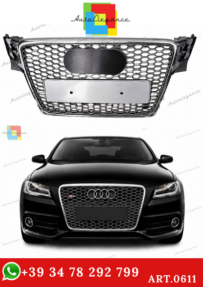 🔥ART.0611 GRIGLIA PER AUDI A4 B8 07-11 LLOK RS4 SATINATA CON BORDO CROMATO🔥