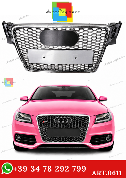 🔥ART.0611 GRIGLIA PER AUDI A4 B8 07-11 LLOK RS4 SATINATA CON BORDO CROMATO🔥