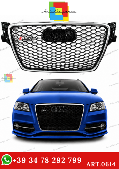 🔥ART.0614 GRIGLIA ADATTO PER AUDI A4 B8 2007-2011 LOOK RS4 BORDO CROMATO🔥