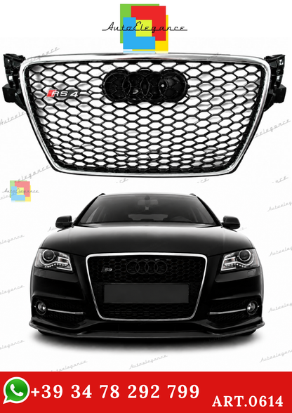 🔥ART.0614 GRIGLIA ADATTO PER AUDI A4 B8 2007-2011 LOOK RS4 BORDO CROMATO🔥