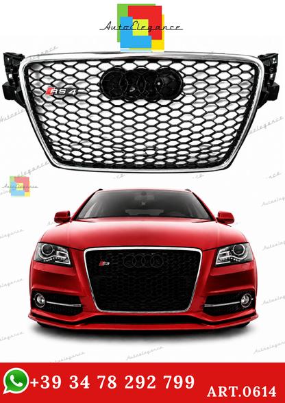 🔥ART.0614 GRIGLIA ADATTO PER AUDI A4 B8 2007-2011 LOOK RS4 BORDO CROMATO🔥