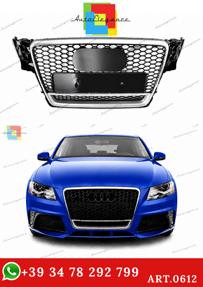🔥ART.0612 GRIGLIA AUDI  A4 B8 07-11 LOOK RS4 BORDO CROMATO QUATTRO SATINATO🔥