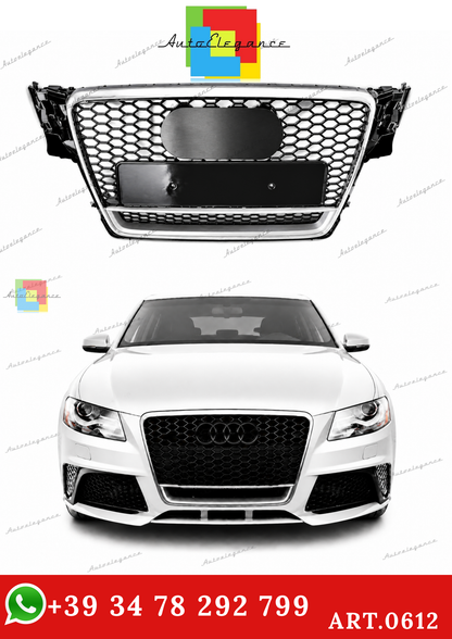 🔥ART.0612 GRIGLIA AUDI  A4 B8 07-11 LOOK RS4 BORDO CROMATO QUATTRO SATINATO🔥