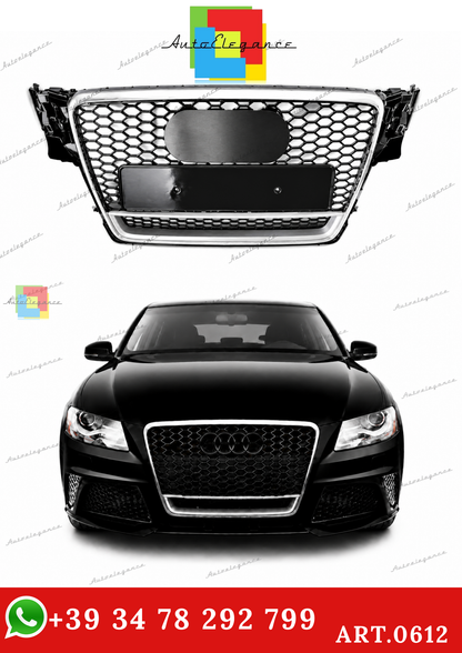 🔥ART.0612 GRIGLIA AUDI  A4 B8 07-11 LOOK RS4 BORDO CROMATO QUATTRO SATINATO🔥