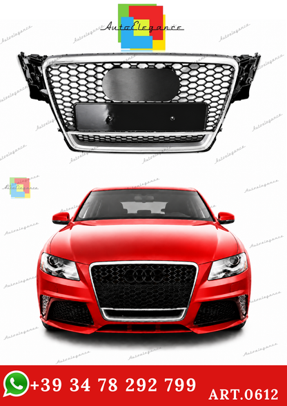 🔥ART.0612 GRIGLIA AUDI  A4 B8 07-11 LOOK RS4 BORDO CROMATO QUATTRO SATINATO🔥