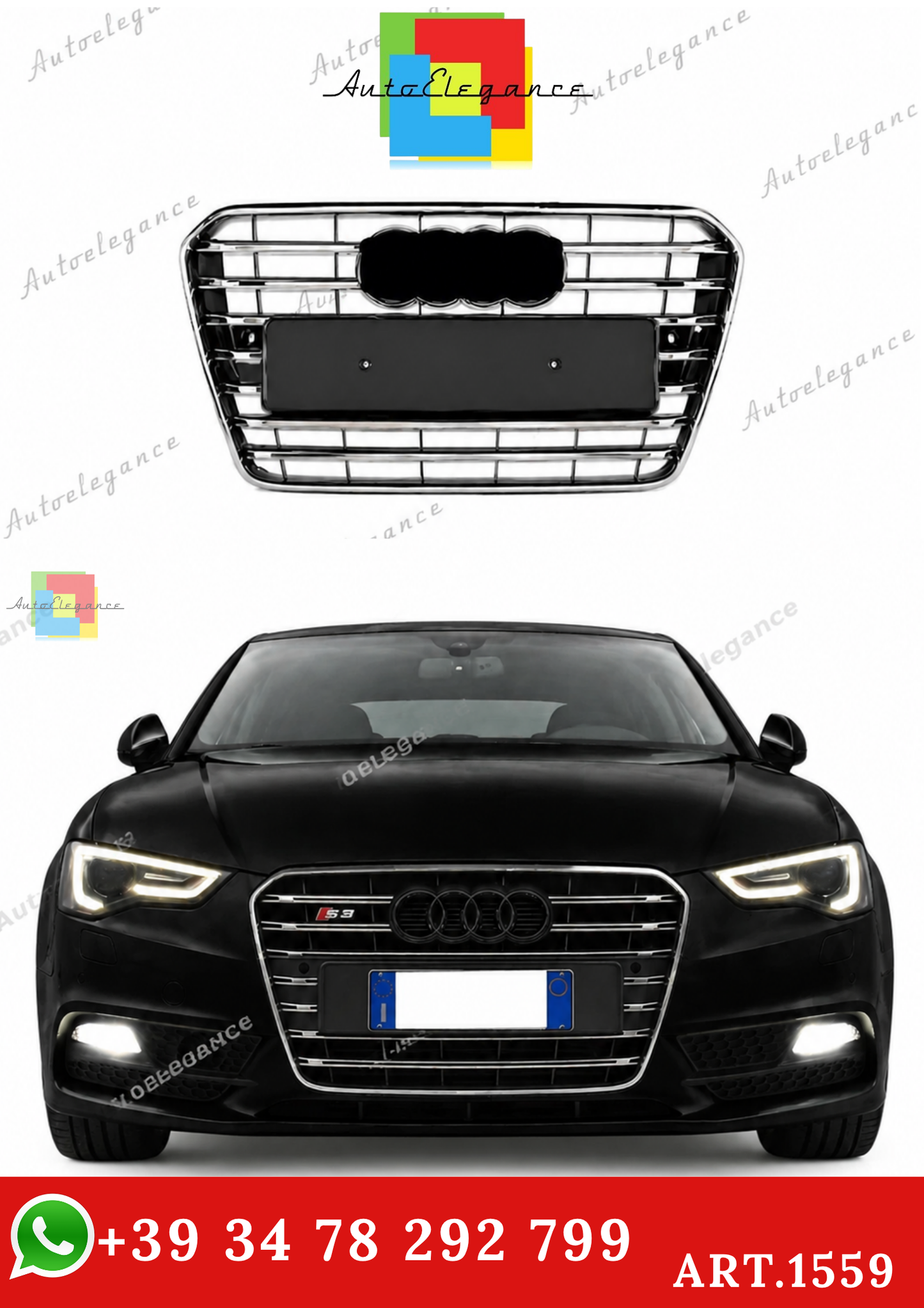 🔥ART.1559 GRIGLIA ADATTO PER AUDI A5 2012-2015 LOOK S5 PROFILI CROMATI🔥