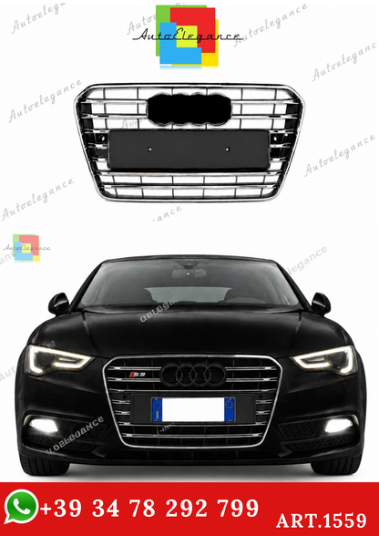 🔥ART.1559 GRIGLIA ADATTO PER AUDI A5 2012-2015 LOOK S5 PROFILI CROMATI🔥