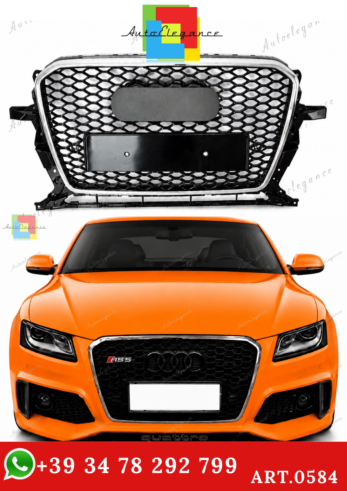 🔥ART.0584 GRIGLIA ADATTO PER AUDI Q5 8R 2012-2016 LOOK RSQ5 BORDO CROMATO🔥