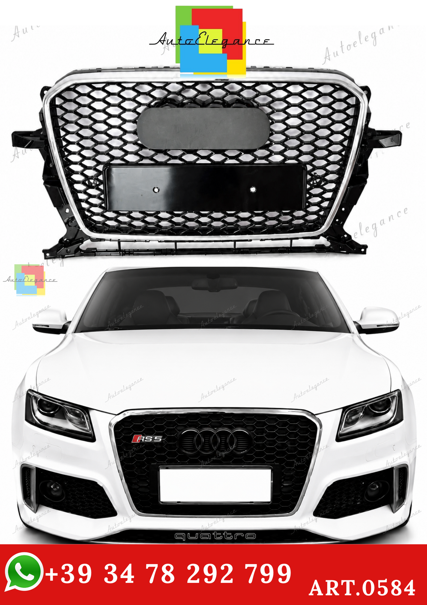 🔥ART.0584 GRIGLIA ADATTO PER AUDI Q5 8R 2012-2016 LOOK RSQ5 BORDO CROMATO🔥